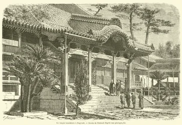 Ein buddhistischer Tempel in Nagasaki (Stich)