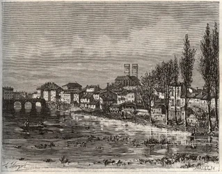 Verdun - Morbihan in der Bretagne - Gravur in „La France illustree: geographie, histoire, administration statistique“ von V.A. Malt-Brown. 1884