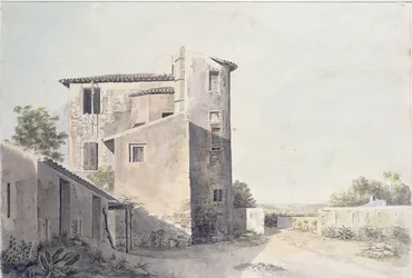 Ansicht eines Dorfes in Südfrankreich, ca. 1800
