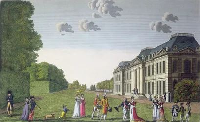 Ansicht des Schlosses Bellevue vom Garten, ca. 1820 (Farbstich)