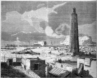 Ansicht der Stadt Aden, Hauptstadt des Jemen, im Jahr 1861. Gravur in „Le Monde Illustré“ Nr. 242 vom 30. November