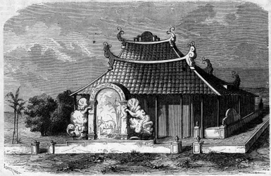 Ansicht des Grabes von Georges Pierre Pigneau de Behaine (1741-1799), Bischof von Adran. Saigon, Cochinchina