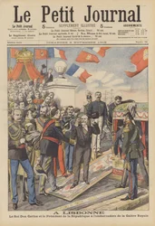 Besuch des französischen Präsidenten in Lissabon (Farblithografie)