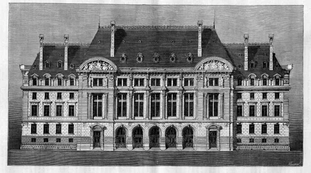 Außenansicht der neuen Gebäude der Sorbonne in Paris (Hauptfassade)