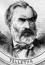 Krieg von 1870 - Regierung der Nationalen Verteidigung: Porträt von Eugène Pelletan (1813-1884), Mitglied der provisorischen Regierung von 1870. Gravur in „Le Monde Illustré“ Nr. 706 vom 22. Oktober.