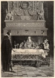 Religionskrieg unter der Herrschaft von Heinrich IV. - Jean Lemaitre Anwalt, Charles de Normandie (1554-1610) Herzog von Mayenne und der Erzbischof von Lyon (Pierre de Saint Priest d