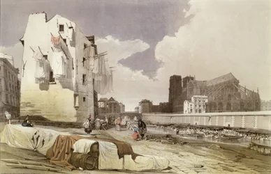 Waschfrauen an den Lavoirs am Quai Montebello, ca. 1840