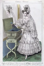Hochzeitskleid, Modeplatte aus Costumes Parisiens, 1831