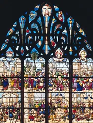 Fenster darstellend Szenen aus dem Leben von St. Stephan und St. Laurentius, aus der Chapelle Bonne-Mort