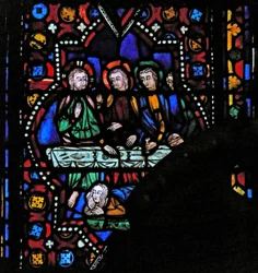 Fenster n1, Maria Magdalena wäscht die Füße Christi