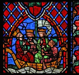 Fenster w01, Darstellung der Abreise der Könige von der Krippe