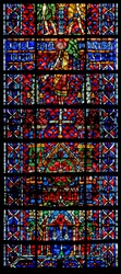 Fenster w106 mit Darstellung der Kathedrale von Noyon