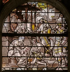 Fenster w10, Die Anbetung der Magier: Entwürfe von Dürer und Anpassungen der Entwürfe des Meisters von Des für die Geschichte von Psyche