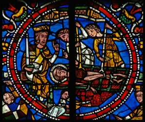 Fenster w121 Darstellung des Martyriums des Heiligen Vincent auf dem Grill