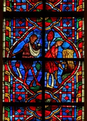 Fenster w207, Adam und Eva säen und ernten darstellend