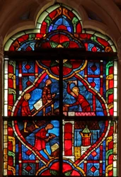 Fenster w207, den Bau von Henochia darstellend