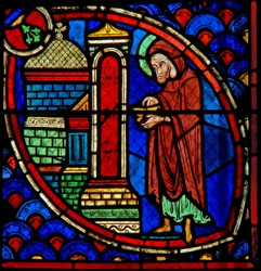 Fenster w20 Darstellung von Zacharias, dem Vater des Heiligen Johannes des Täufers, im Tempel