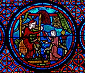 Fenster w23 zeigt das Gleichnis von Dives und Lazarus
