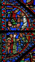 Fenster w2 zeigt die Königin von Saba; Bileam und sein Esel