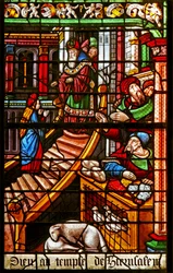 Fenster w38, Szene aus dem Leben der Jungfrau Maria: ihre Darstellung im Tempel