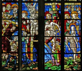 Fenster w51, Darstellung des Kreuzwegs, der Kreuzigung, der Kreuzabnahme und der Pieta