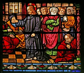 Fenster w6, Darstellung von Christus predigend