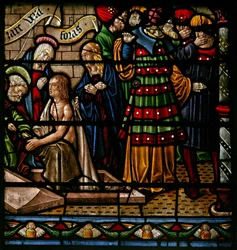 Fenster w6, Darstellung der Auferweckung des Lazarus