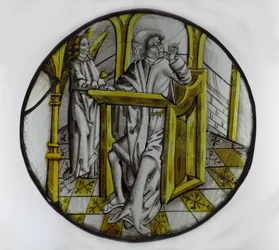 Fenster w76, Darstellung des Heiligen Matthäus mit seinem Symbolengel