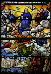 Fenster w7, Szene aus dem Buch der Offenbarung des Johannes: Der Thron im Himmel: Die vier heiligen Tiere