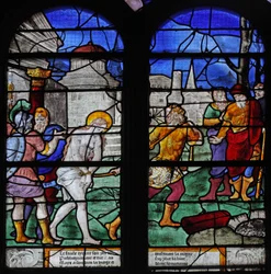 Fenster w7, Szene aus dem Leben der Heiligen Barbara