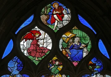 Fenster w9 mit Darstellung von St. Johannes dem Täufer; die Verkündigung