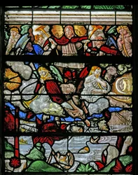 Fenster w9 mit einer Szene aus dem Buch der Offenbarung des Johannes