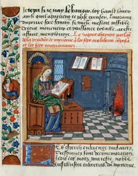 Frau, die das Buch der Klugen und Unklugen von Catherine d