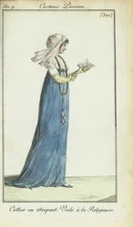 Frau im Nonnen-Schleier liest eine Modezeitschrift