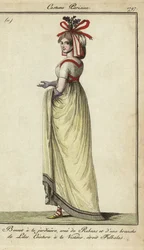 Frau mit Opfergürtel und Jardiniere-Hut