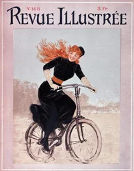 Frau auf einem Fahrrad - Titelbild. „Revue illustrée“, Nr. 168, Arts Deco