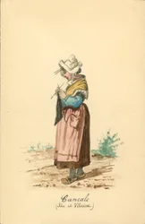 Frauentracht von Cancale, Ille-et-Vilaine (Farblithographie)