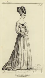 14. Jahrhundert, Jeanne de Bourbon, Königin von Frankreich (Gravur)