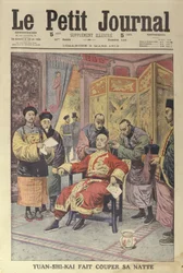 Yuan-Shi-Kai (1859-1916) nach dem Abschneiden seines Zopfes, Titelblatt von Le Petit Journal, 3. März 1912