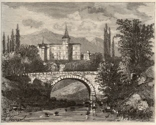 Schloss Rochelambert im Tal der Borne Haute-Loire (43) - Gravur in „La France illustrée: Geographie, Geschichte, statistische Verwaltung“ von V.A. Malt-Brown. 1884