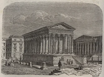 Maison Carrée de Nîmes - Frankreich, Languedoc-Roussillon, Gard - Gravur in 