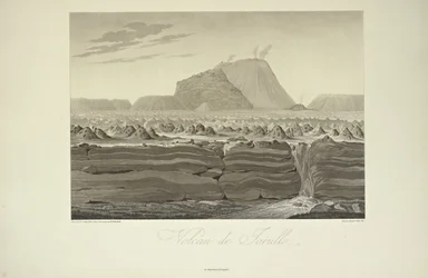 Vulkan von Jorullo, gezeichnet von Gmelin, Illustration aus 