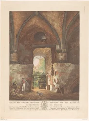 Gezicht vanuit het onderaards gewelf van kasteel Vredenburg in Utrecht