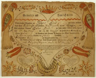 Geburts- und Taufurkunde, ca. 1790-1800
