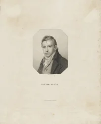 Porträt des historischen Romanautors und Dichters Sir Walter Scott 1771-1832, ca. 1825