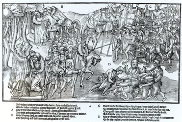 Der irische Häuptling erhält den Segen des Priesters, bevor er in den Kampf gegen die Engländer zieht, die in voller Rüstung gezeigt werden, Platte 4 aus 