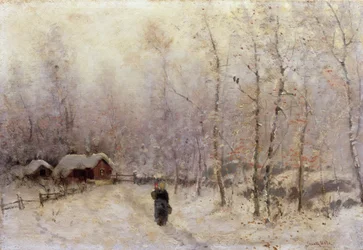 Frau mit Kind in Winterlandschaft