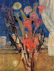 Blumen über der Stadt