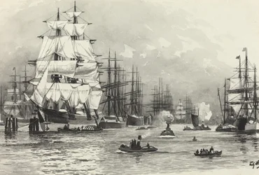 Segelschiff-Hafen
