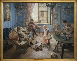 Kindergarten. Gemälde von Fritz von Uhde (1848-1911), Öl auf Leinwand